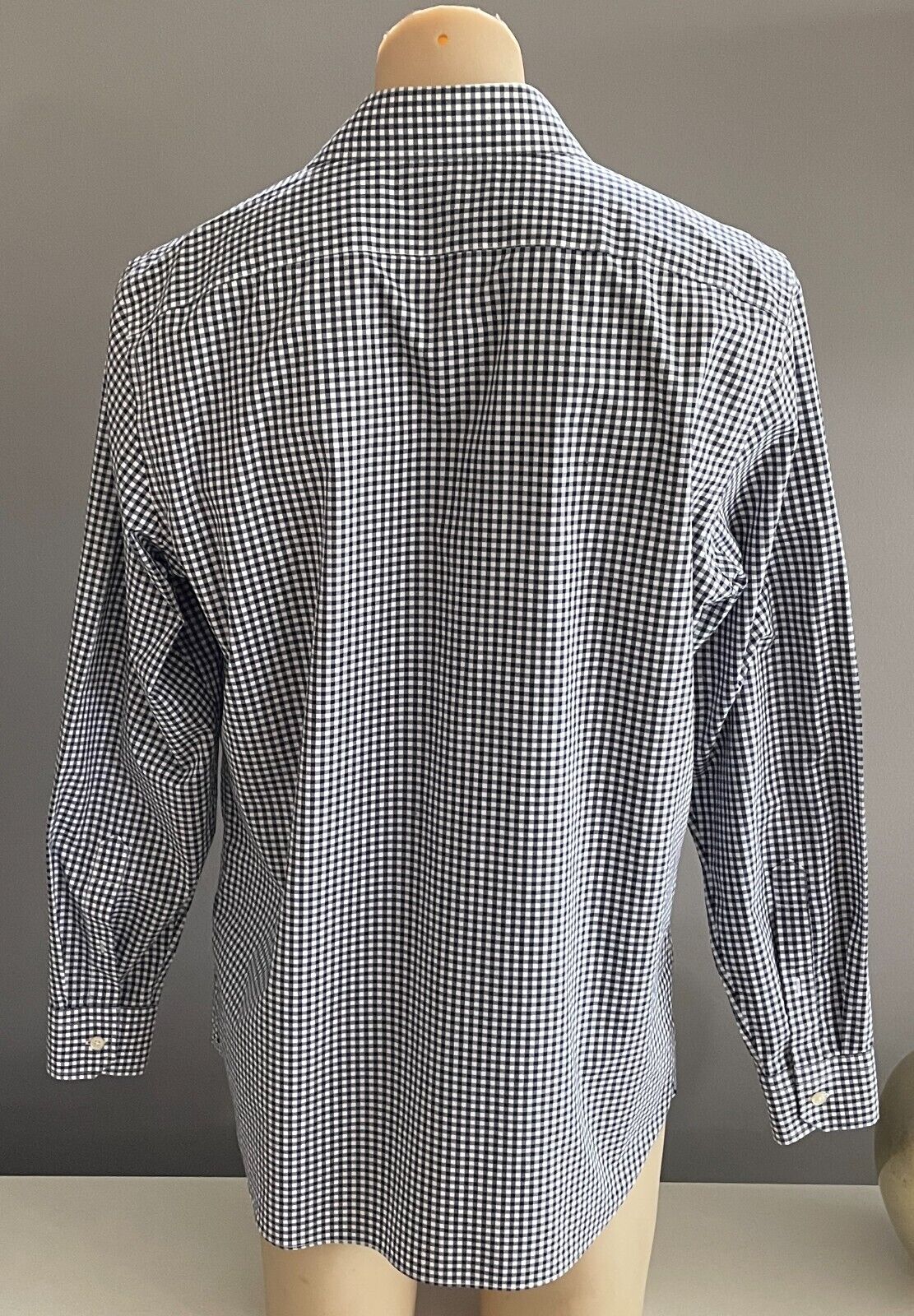 BANANA REPUBLIC Camden Fit Cotton Shirt Navy White Gingham L/Sleeve Size Mens L