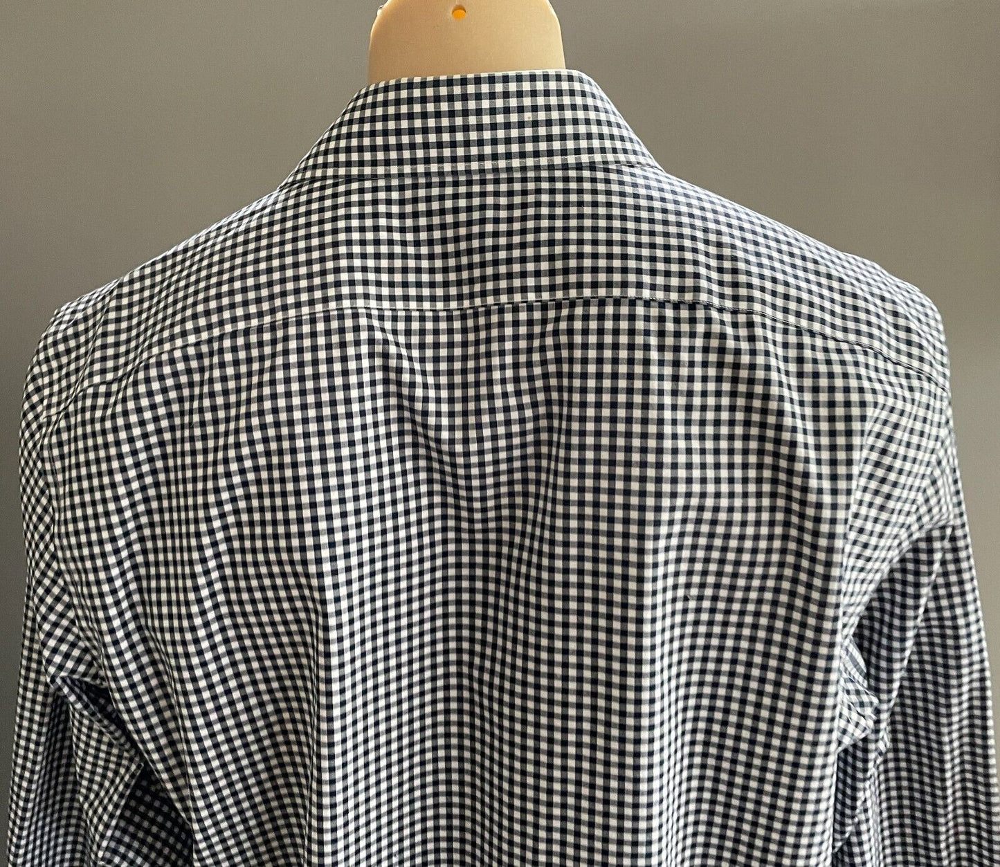 BANANA REPUBLIC Camden Fit Cotton Shirt Navy White Gingham L/Sleeve Size Mens L