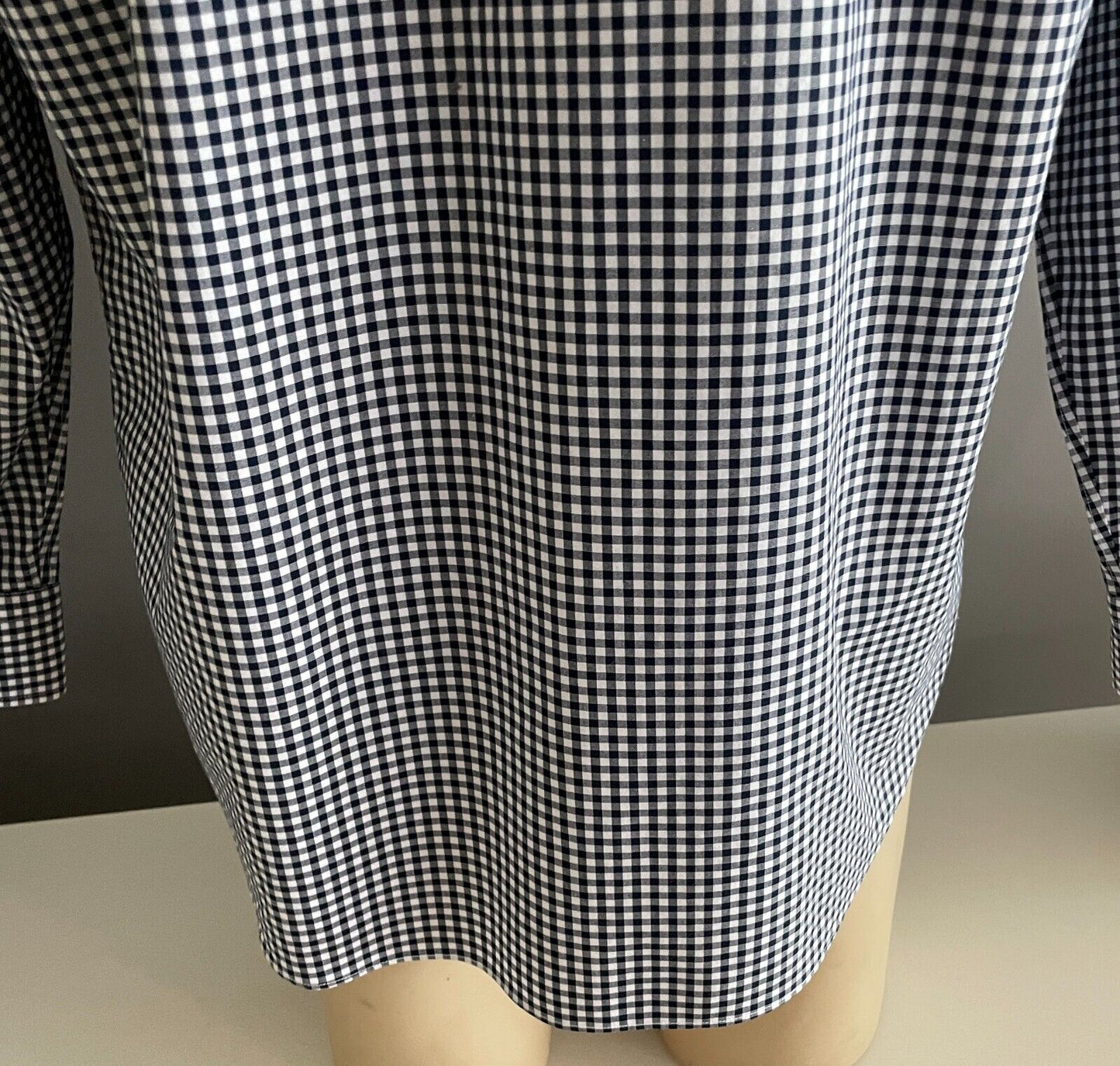 BANANA REPUBLIC Camden Fit Cotton Shirt Navy White Gingham L/Sleeve Size Mens L