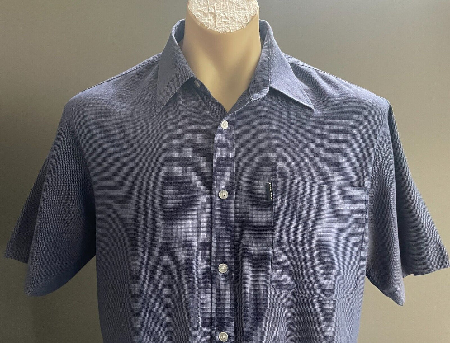 OXBRIDGE Shirt Blue Classic Fit Short Sleeves Polyester Cotton Blend Mens Size M