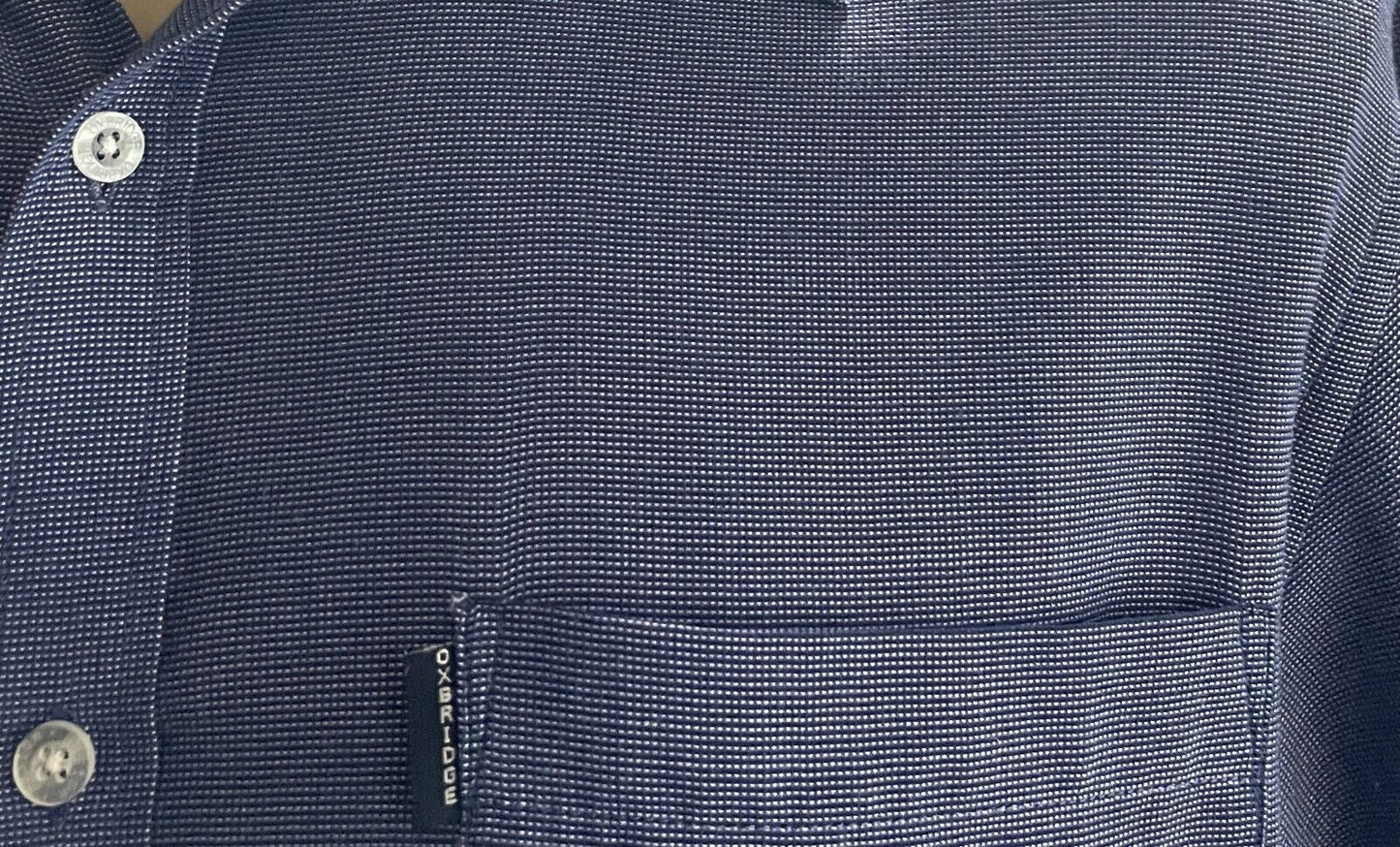 OXBRIDGE Shirt Blue Classic Fit Short Sleeves Polyester Cotton Blend Mens Size M