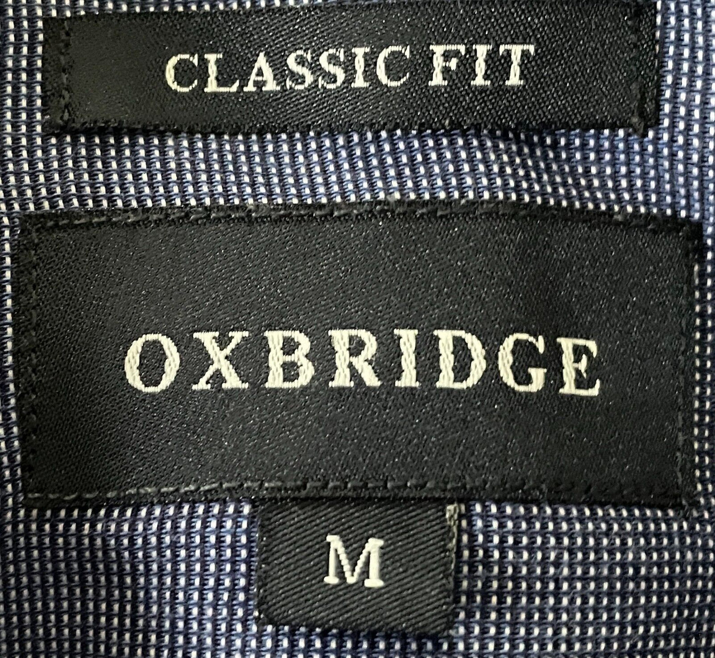 OXBRIDGE Shirt Blue Classic Fit Short Sleeves Polyester Cotton Blend Mens Size M