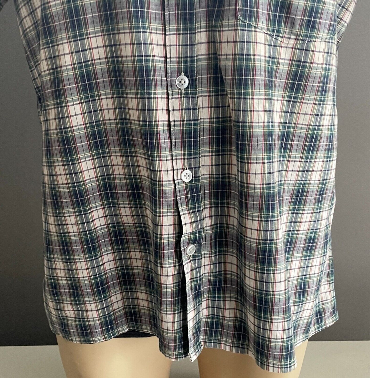 METRO Shirt Multicolour Check Mens Size L Classic Fit Short Sleeve Cotton NEW