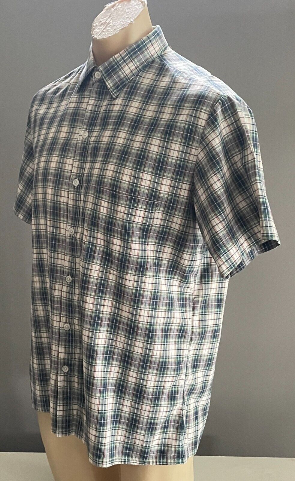 METRO Shirt Multicolour Check Mens Size L Classic Fit Short Sleeve Cotton NEW