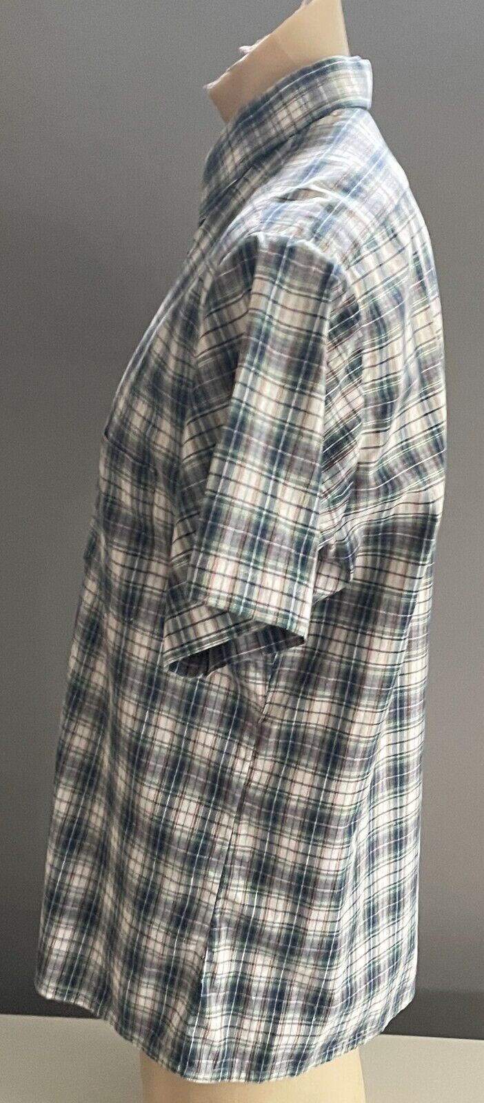 METRO Shirt Multicolour Check Mens Size L Classic Fit Short Sleeve Cotton NEW
