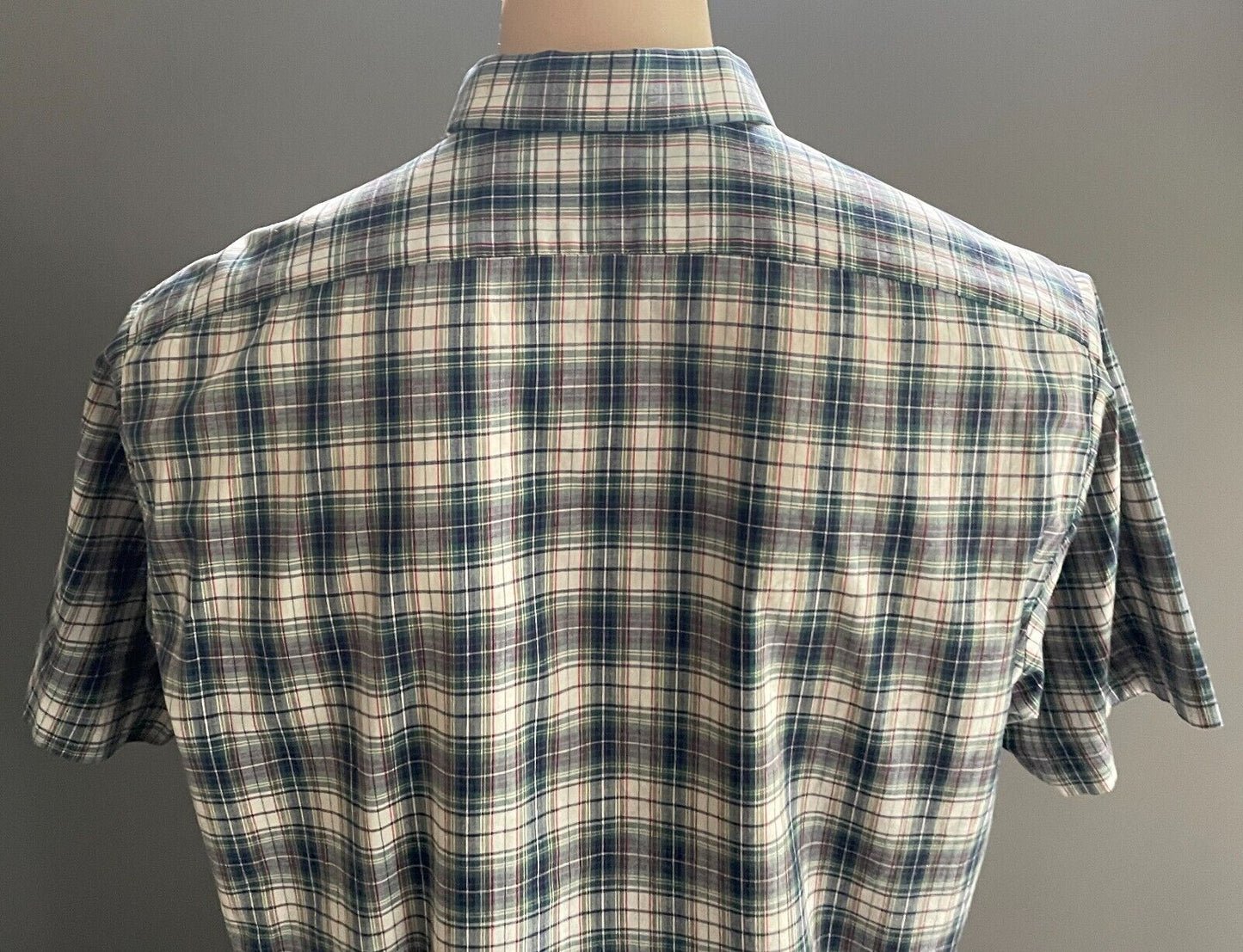 METRO Shirt Multicolour Check Mens Size L Classic Fit Short Sleeve Cotton NEW