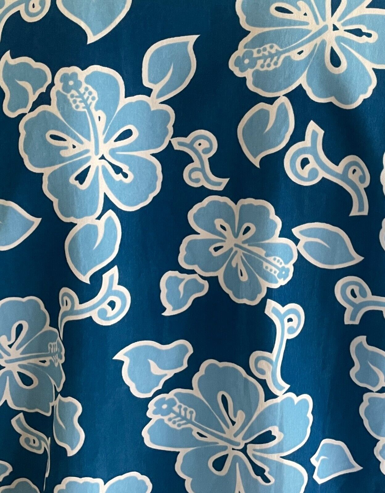 MOGUL Hawaiian Shirt Short Sleeve Mens Size M Blue & White Tropical Print