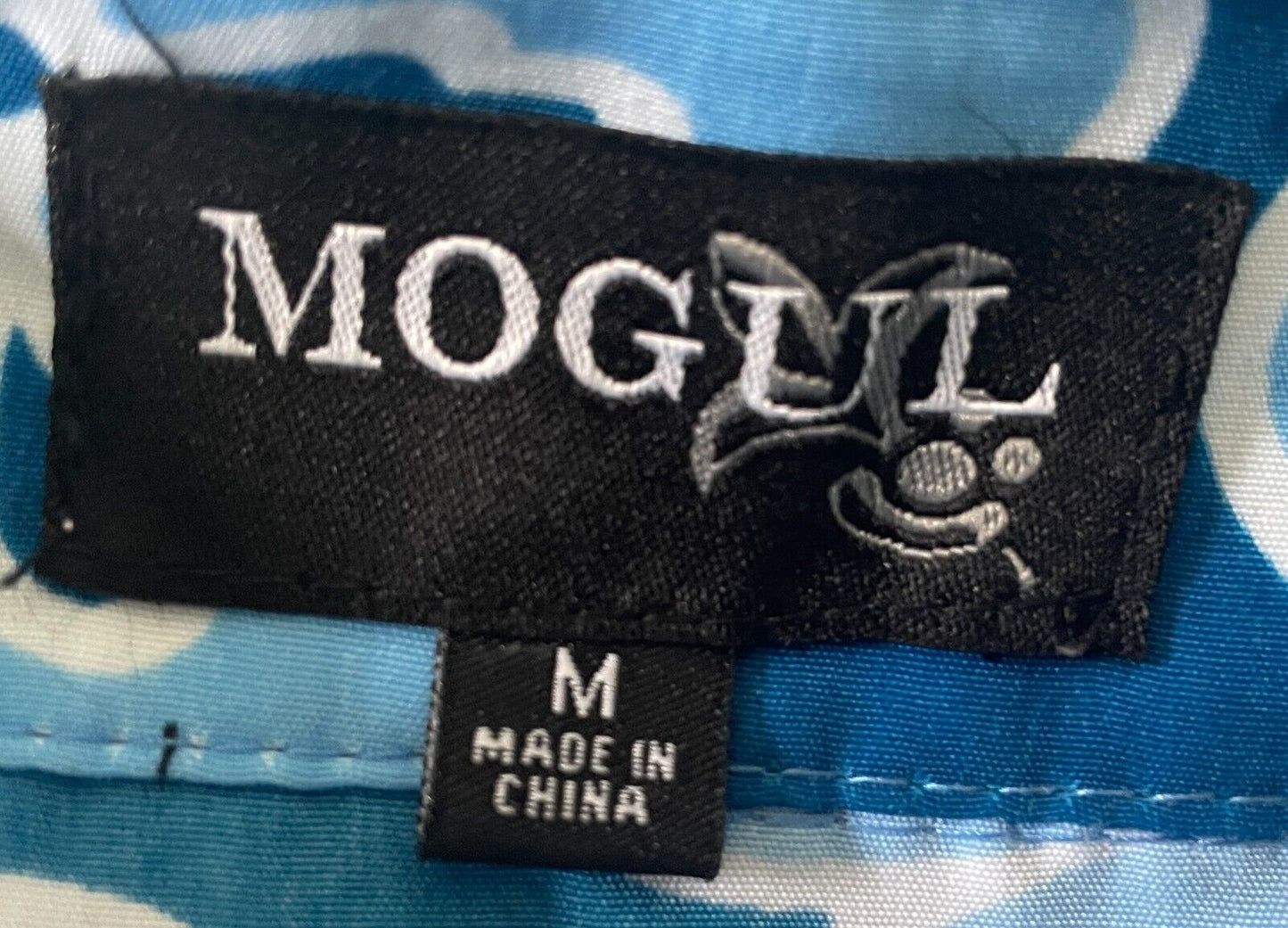 MOGUL Hawaiian Shirt Short Sleeve Mens Size M Blue & White Tropical Print
