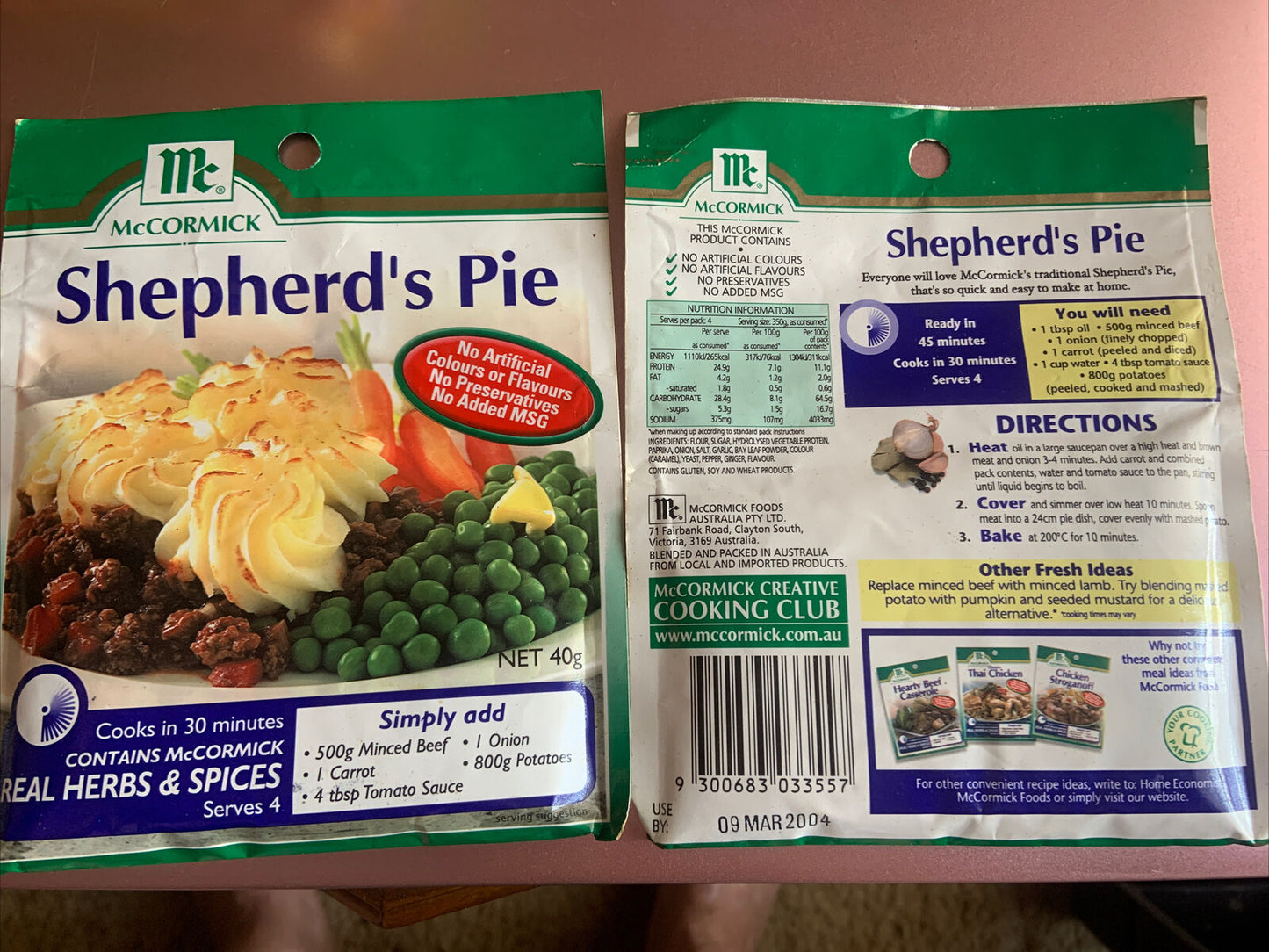 2 Packets Collectable McCormick Packet Sauces Not For Consumption Display Props