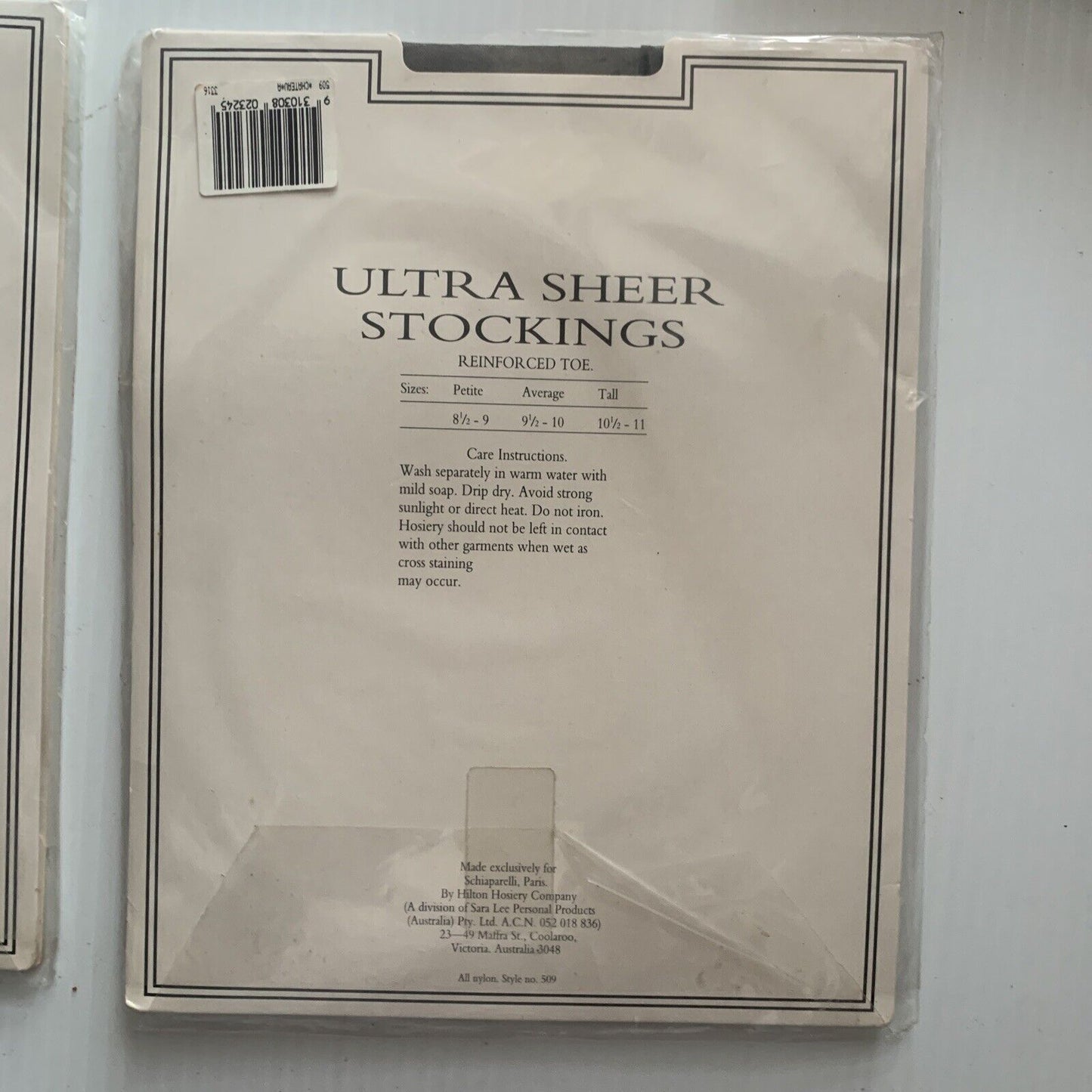 2 Pairs 1980’s Schiaparelli Paris ULTRA SHEER Stockings Chateau Petite 8 1/2-9