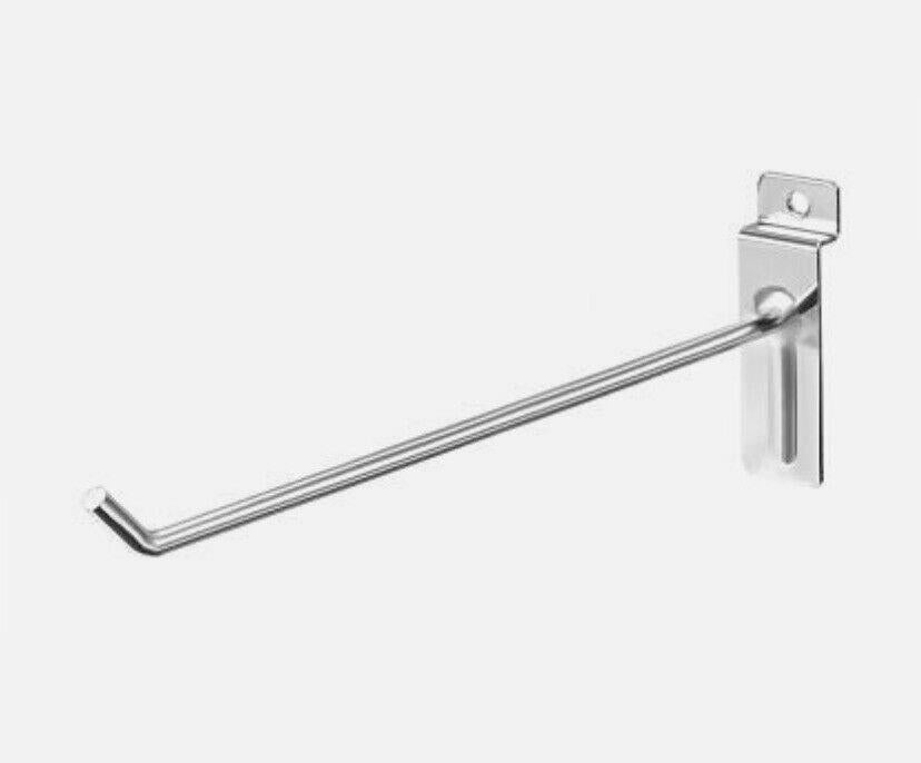 23 X 25cm Chrome Slat Wall Hook Shop Garage Retail Store Display Silver Slatwall