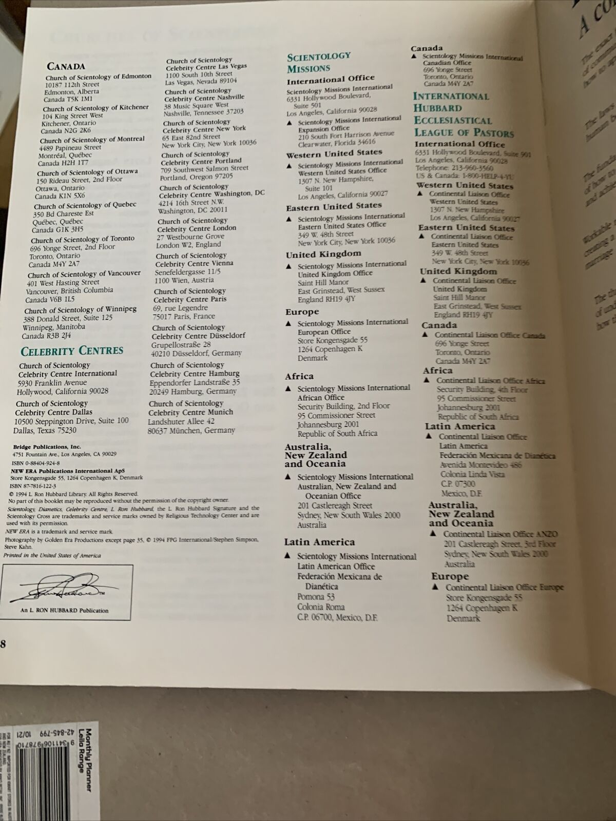 Targets And Goals Scientology Handbook 1994 The Works Of  L. Ron Hubbard PB