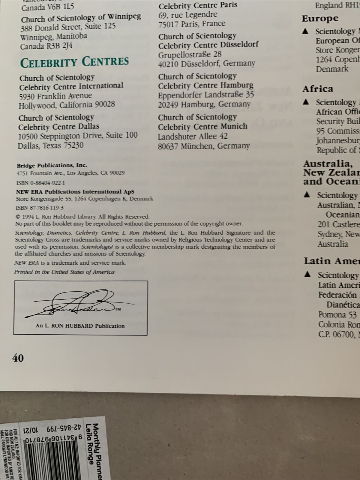 Tools For  The Workplace Scientology Handbook 1994  Works Of L. Ron Hubbard PB