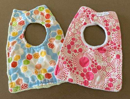 Baby Girl MILK & COOKIE DESIGNS 2 x Reversible Bibs Newborn Multicolour & Print