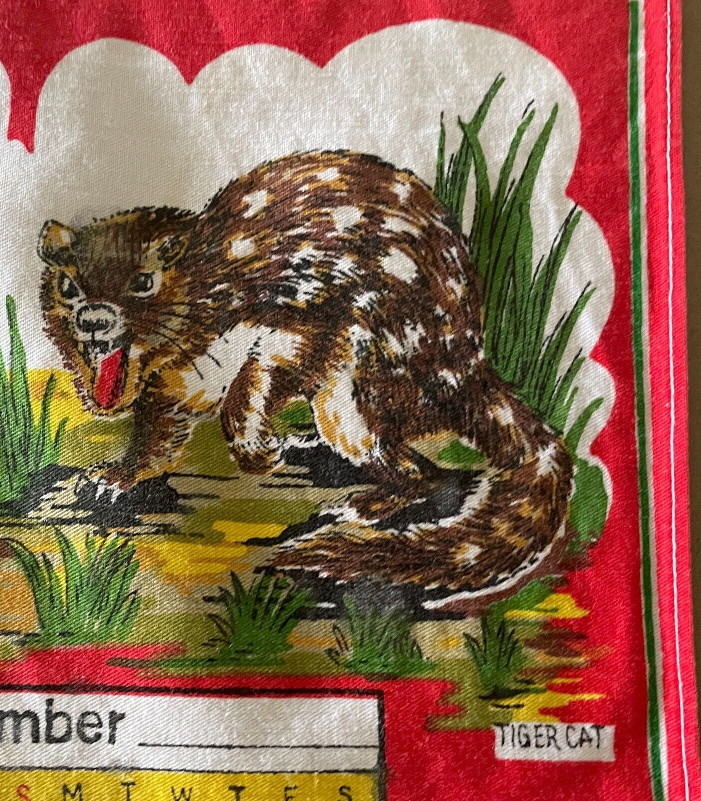 Vintage Souvenir Tea Towel Australian Animals "1981" Calendar Year Cotton
