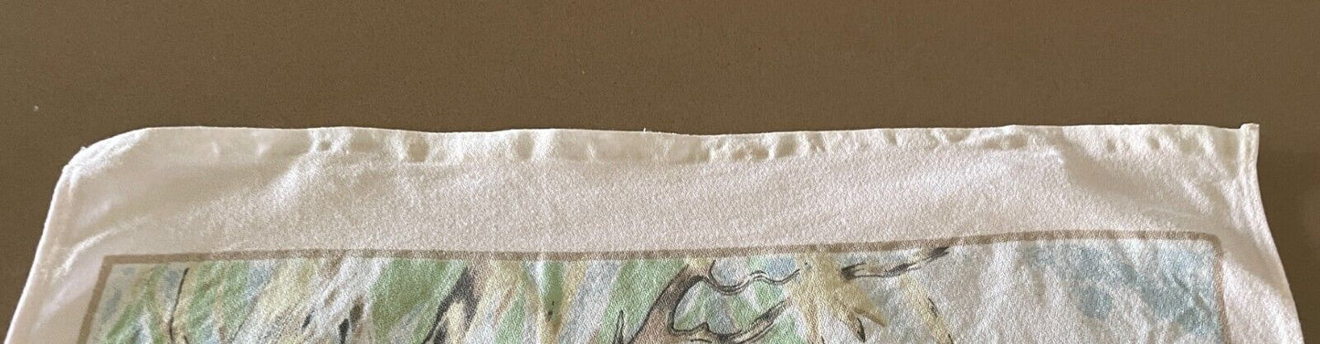Vintage 1995 Tea Towel Kookaburra Rural Country Scene Print Calendar Year