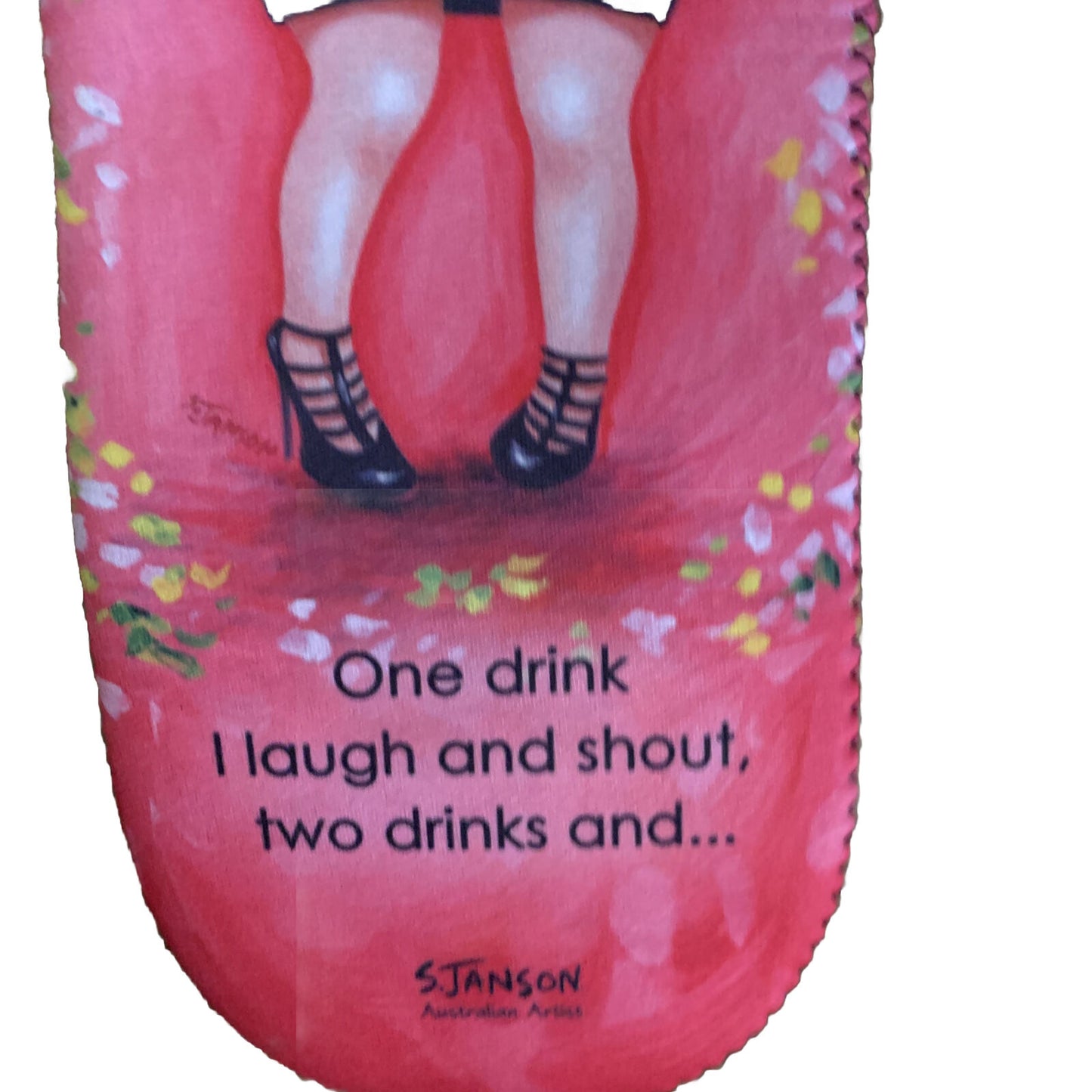 WINE SAC ‘ Girls Are Out’  Sue Janson Australia Design Neoprene Novelty Gift NEW