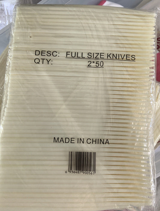 New 100 X PLASTIC KNIVES Reusable Disposable Cream Cutlery Bulk Party Picnic BBQ