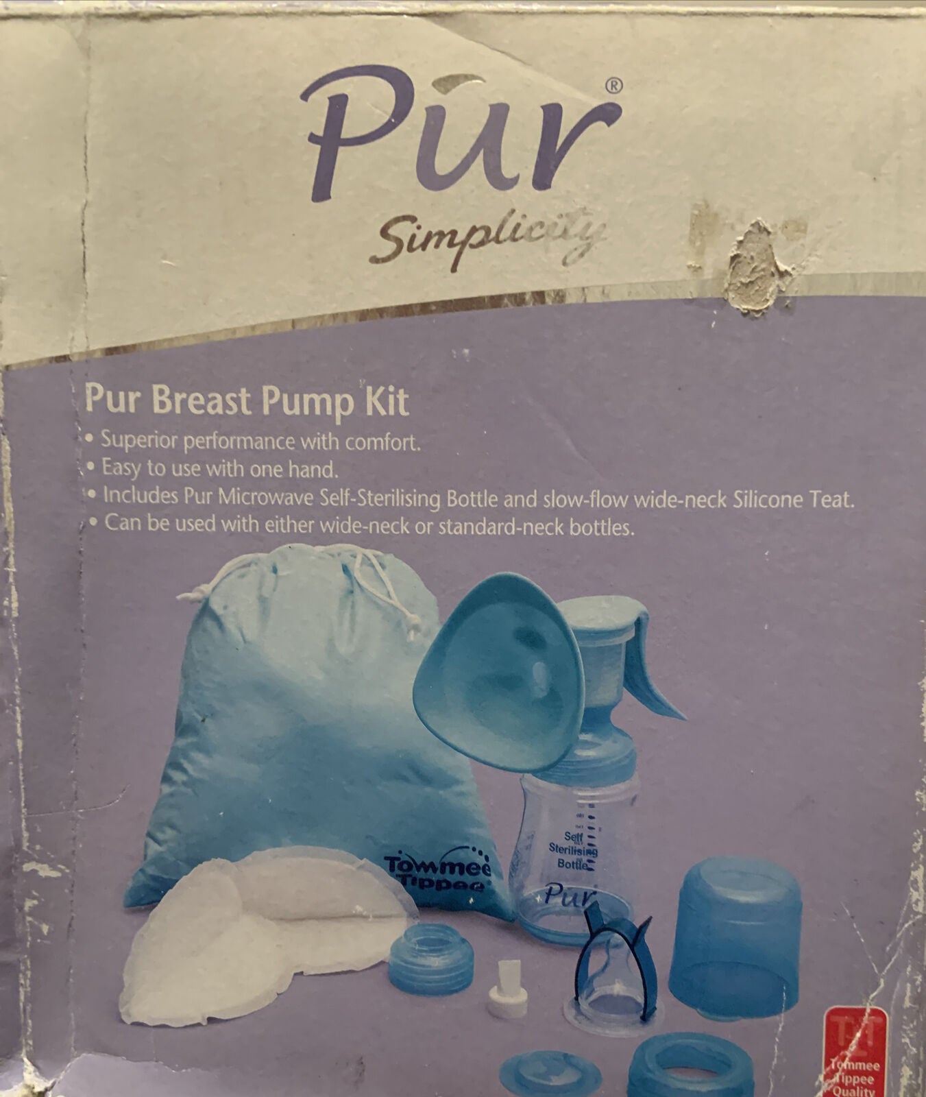 New TOMMEE TIPPEE PUR SIMPLICITY Breast Pump Kit In Box unopened