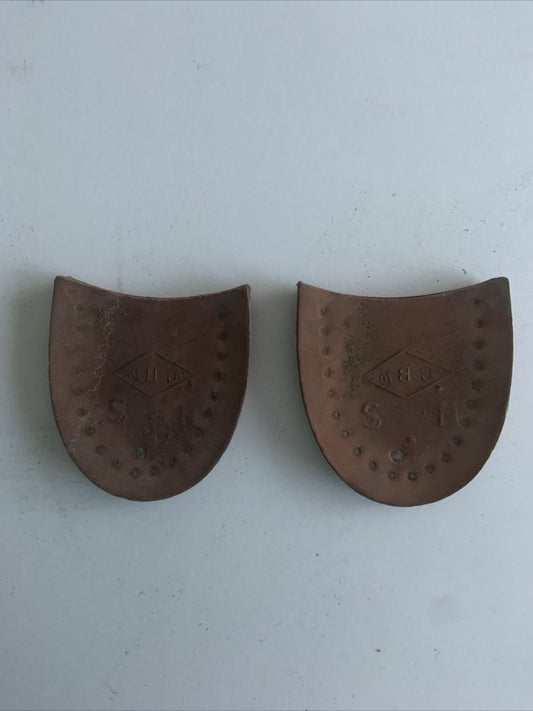 1x Pair 1980’s Replacement Leather KIDS HEELS SOLES New Old Stock 6cm W 0.5cm H