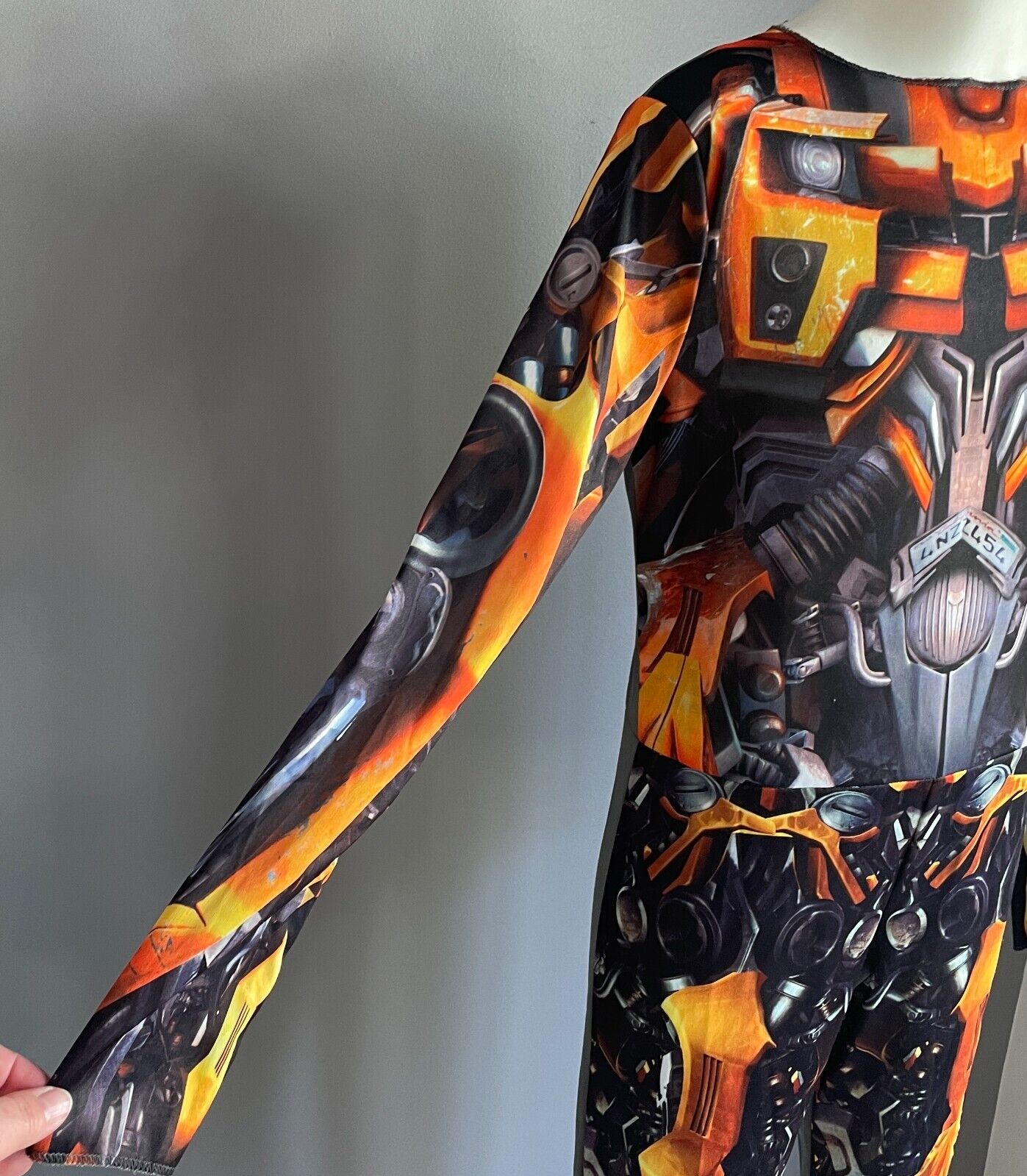 TRANSFORMERS Unisex Kids One Piece Long Sleeve Costume + Gloves Size L/10 - 12