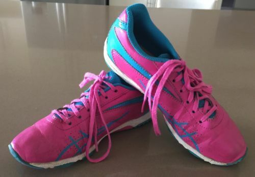 ASICS Running Shoe Pink Blue White Gel-Storm Girl 2 Girls Size 22cm US 3 EU 35