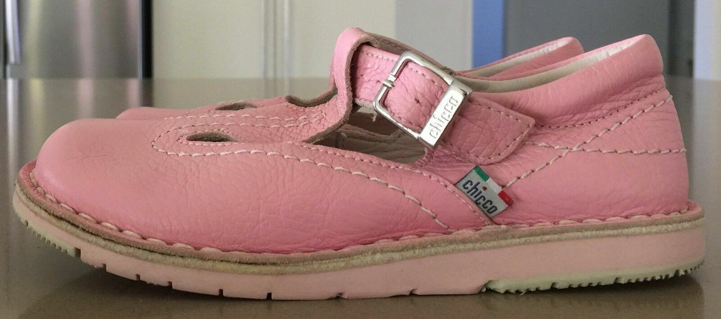 CHICCO Mary Jane Shoes Light Pink Leather  Girls Size 28 / 18.5 cm NEW Vintage