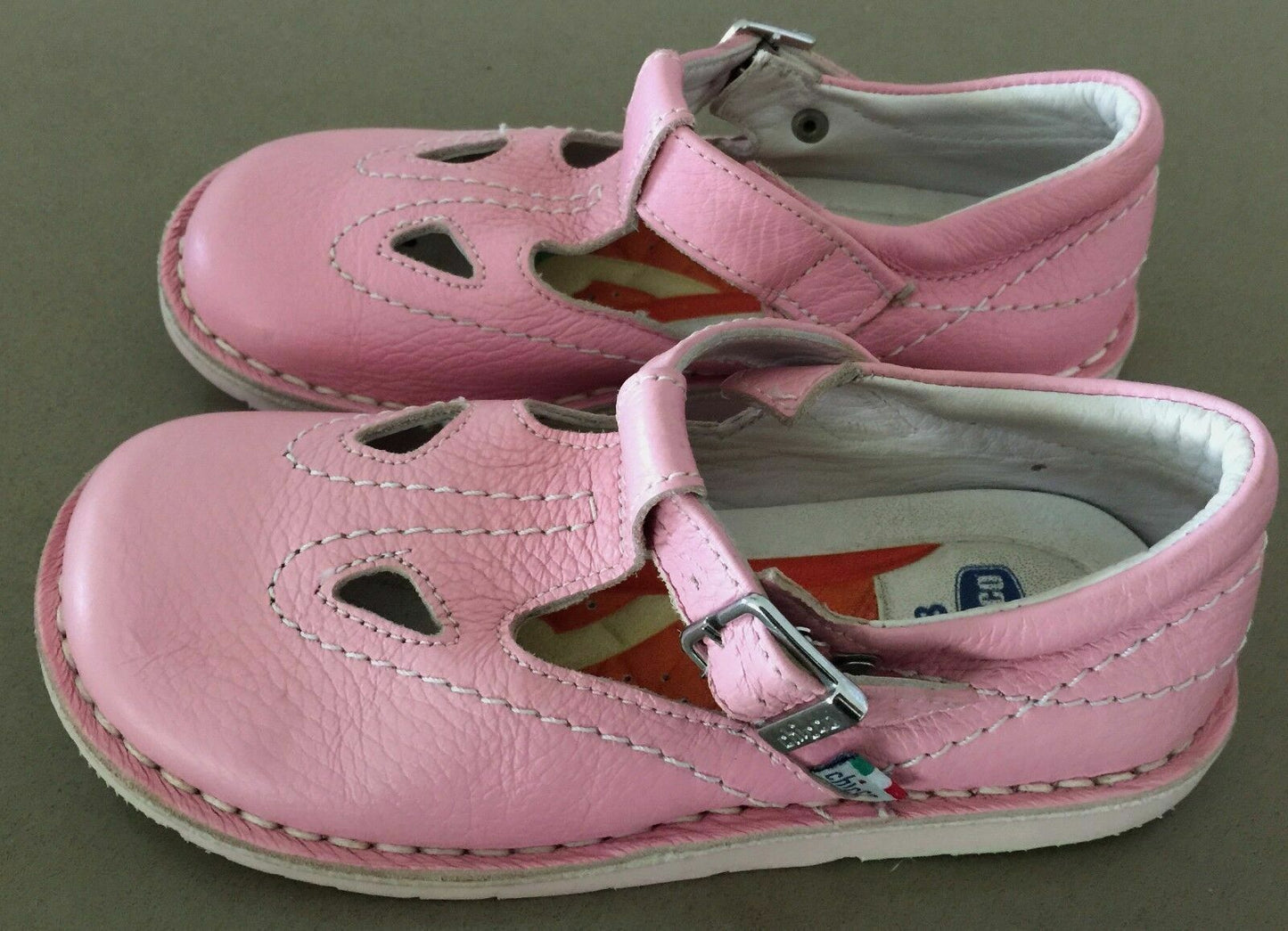 CHICCO Mary Jane Shoes Light Pink Leather  Girls Size 28 / 18.5 cm NEW Vintage