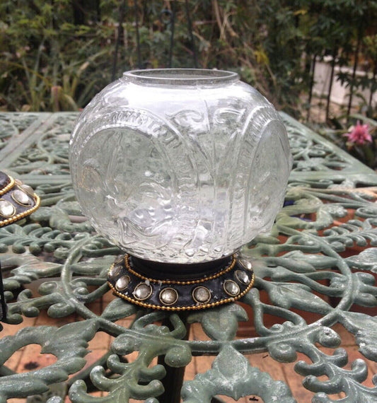 Round Glass Tealight Holder comes apart for easy cleaning NEW in Box