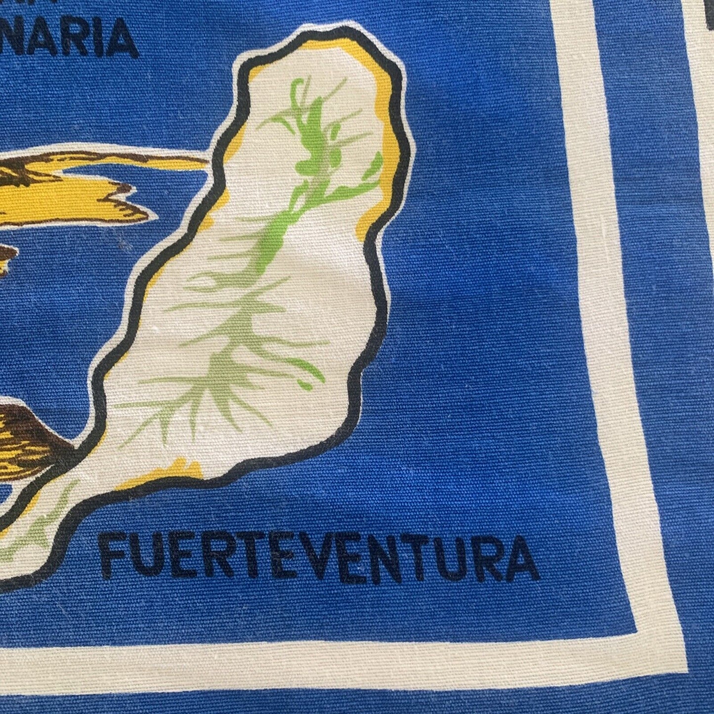 Vintage TEA TOWEL Cotton RECUERDO CANARIAS Canary Islands Souvenir Landscape