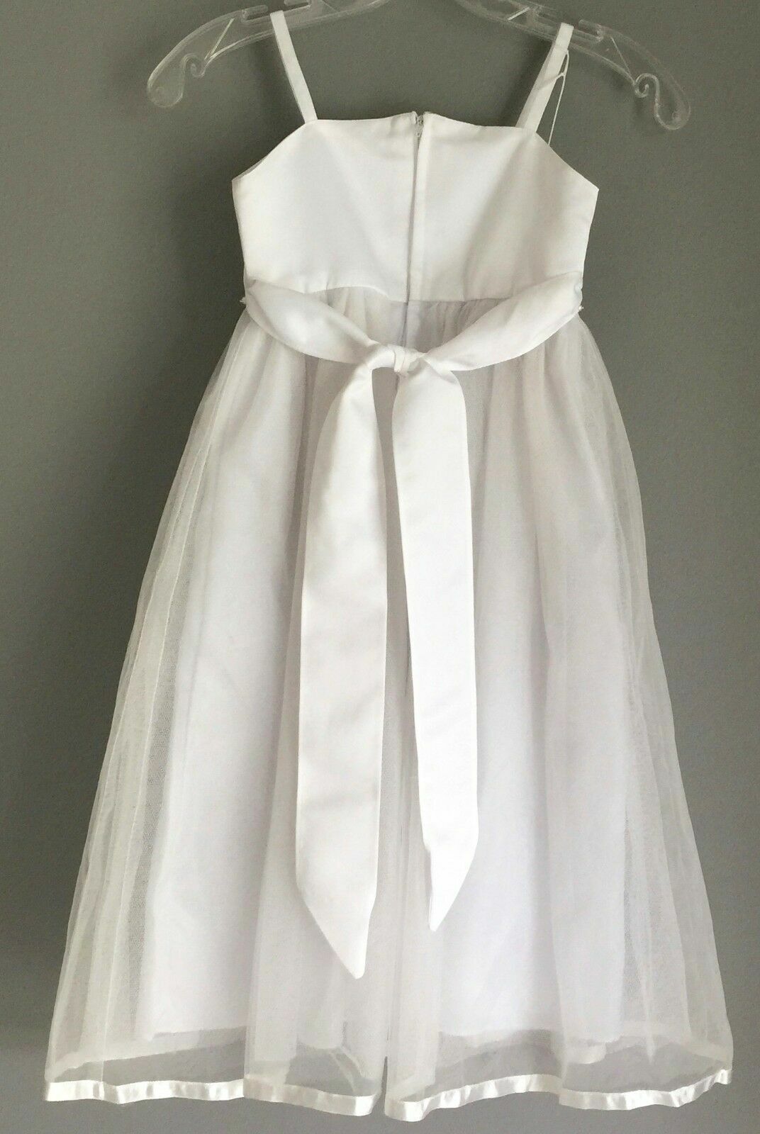Our Small World White Flower Girl Dress Tulle Pearl Formal Party Size 4 NEW