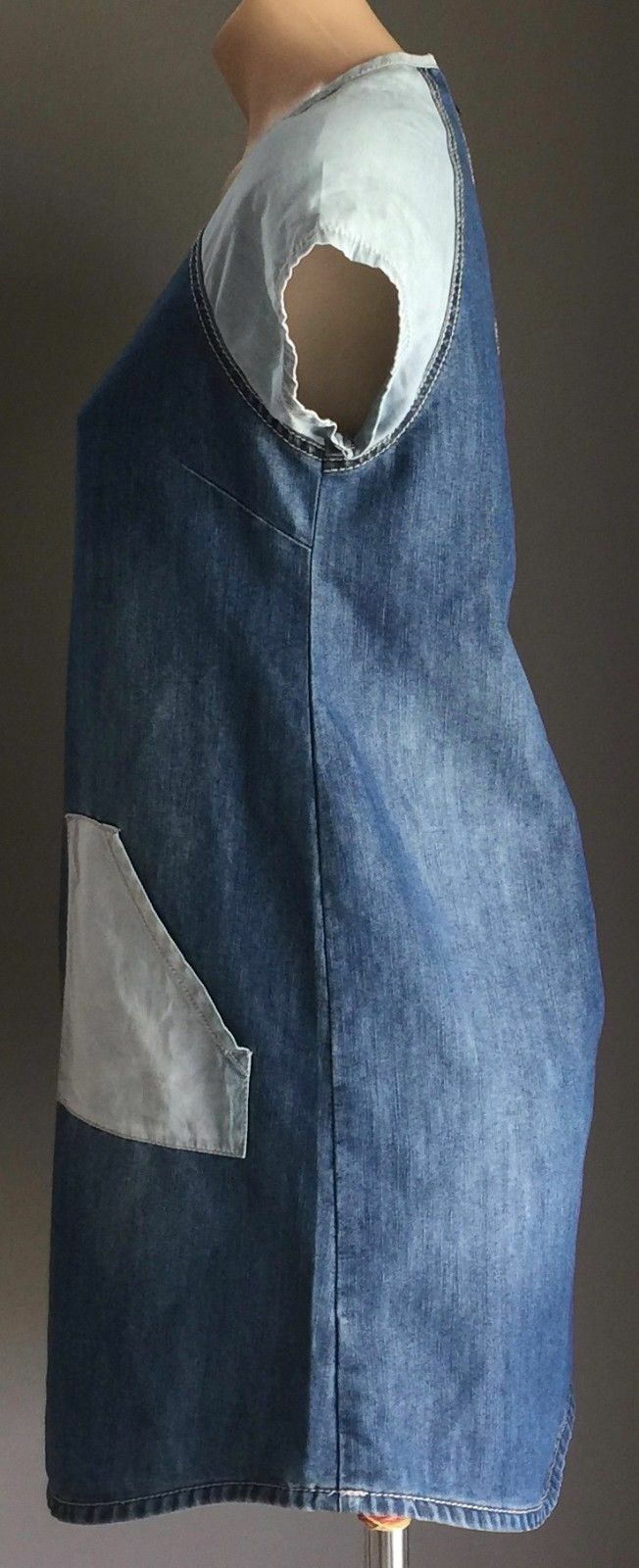 Teen Girl I Love NEXT UK Shift Dress 2 Tone Denim Cap Sleeve Size 14 Yrs