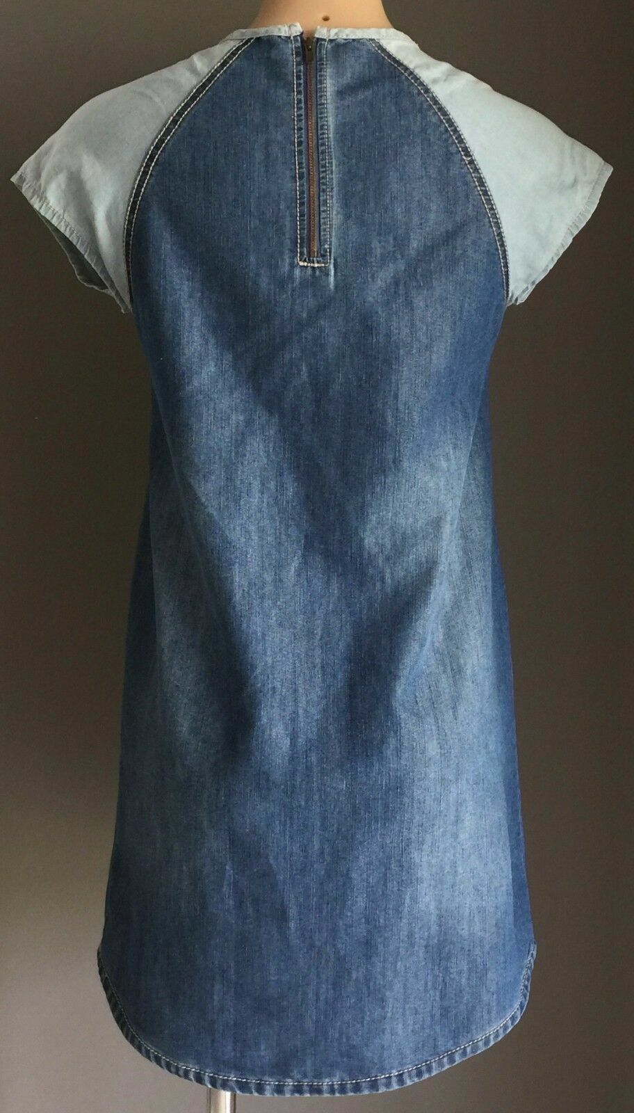 Teen Girl I Love NEXT UK Shift Dress 2 Tone Denim Cap Sleeve Size 14 Yrs