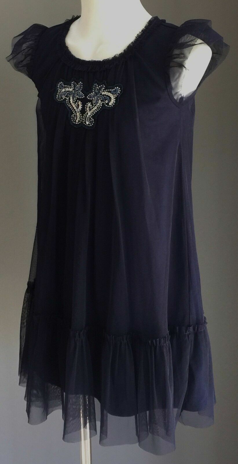 New Girls TARGET Dress Navy Blue Embellished Cap Sleeve A-line Tulle Size 6