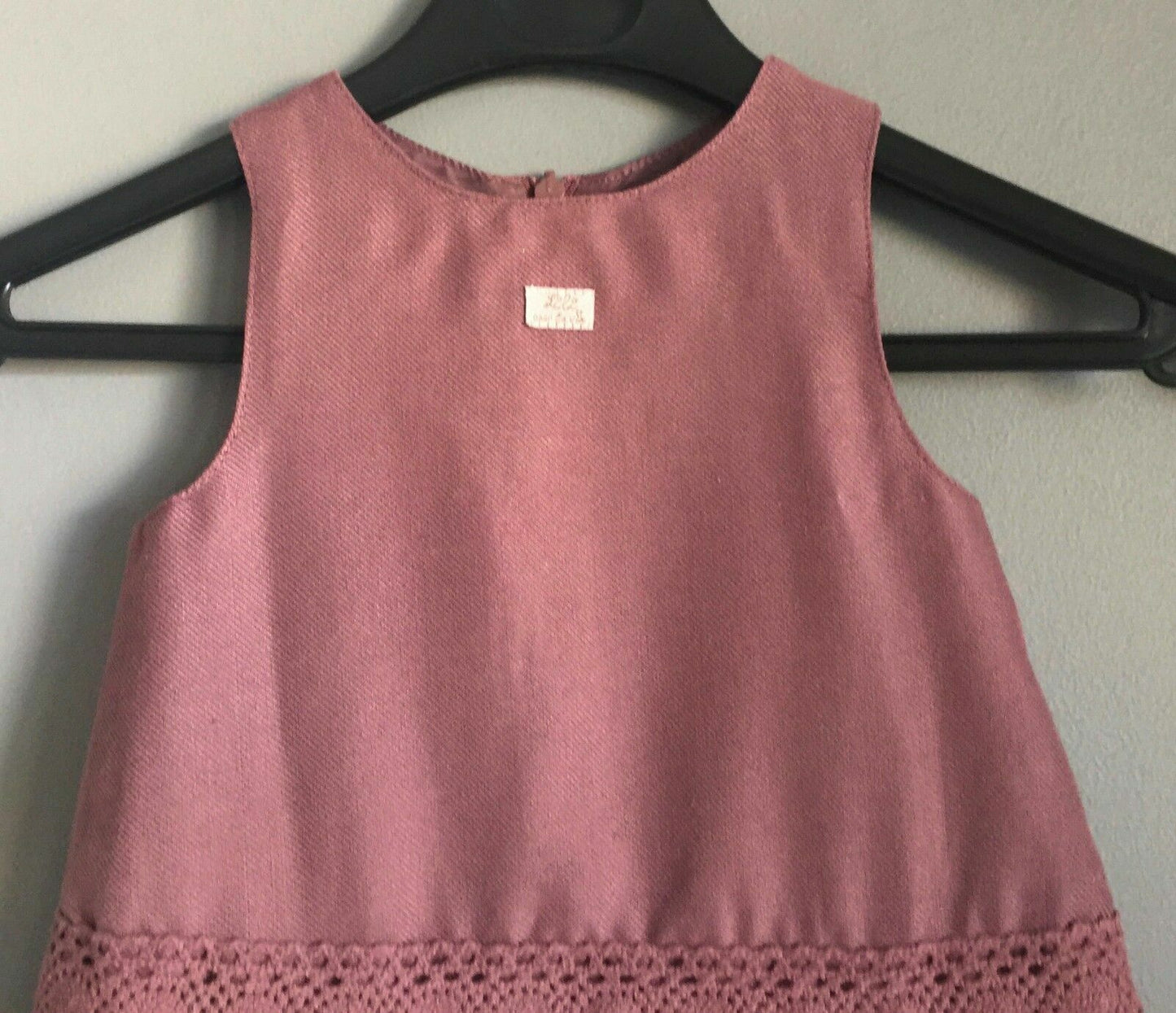 Baby Girl LILI GAUFRETTE Dress Dusty Pink Sleeveless w Pleat Hem Size 1 French