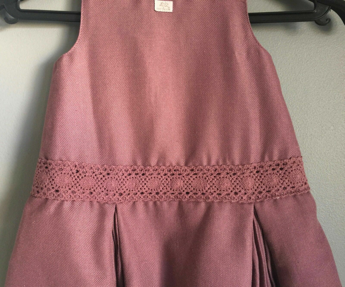 Baby Girl LILI GAUFRETTE Dress Dusty Pink Sleeveless w Pleat Hem Size 1 French