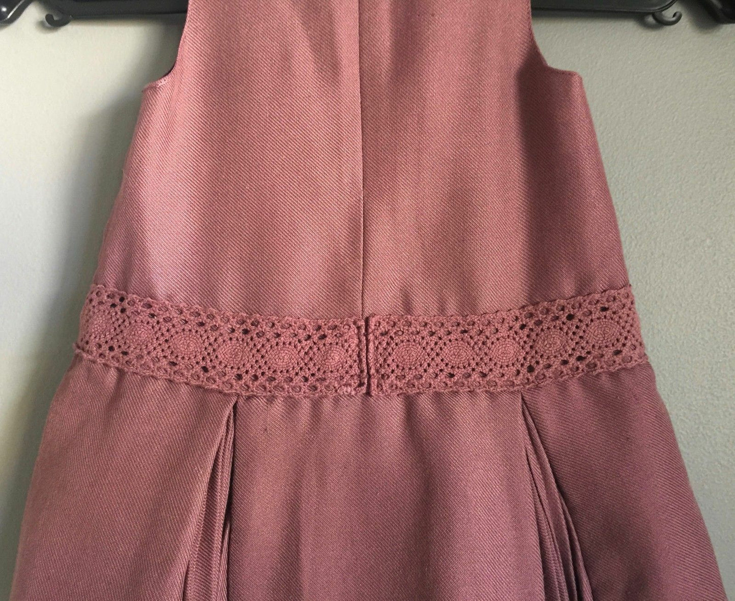 Baby Girl LILI GAUFRETTE Dress Dusty Pink Sleeveless w Pleat Hem Size 1 French
