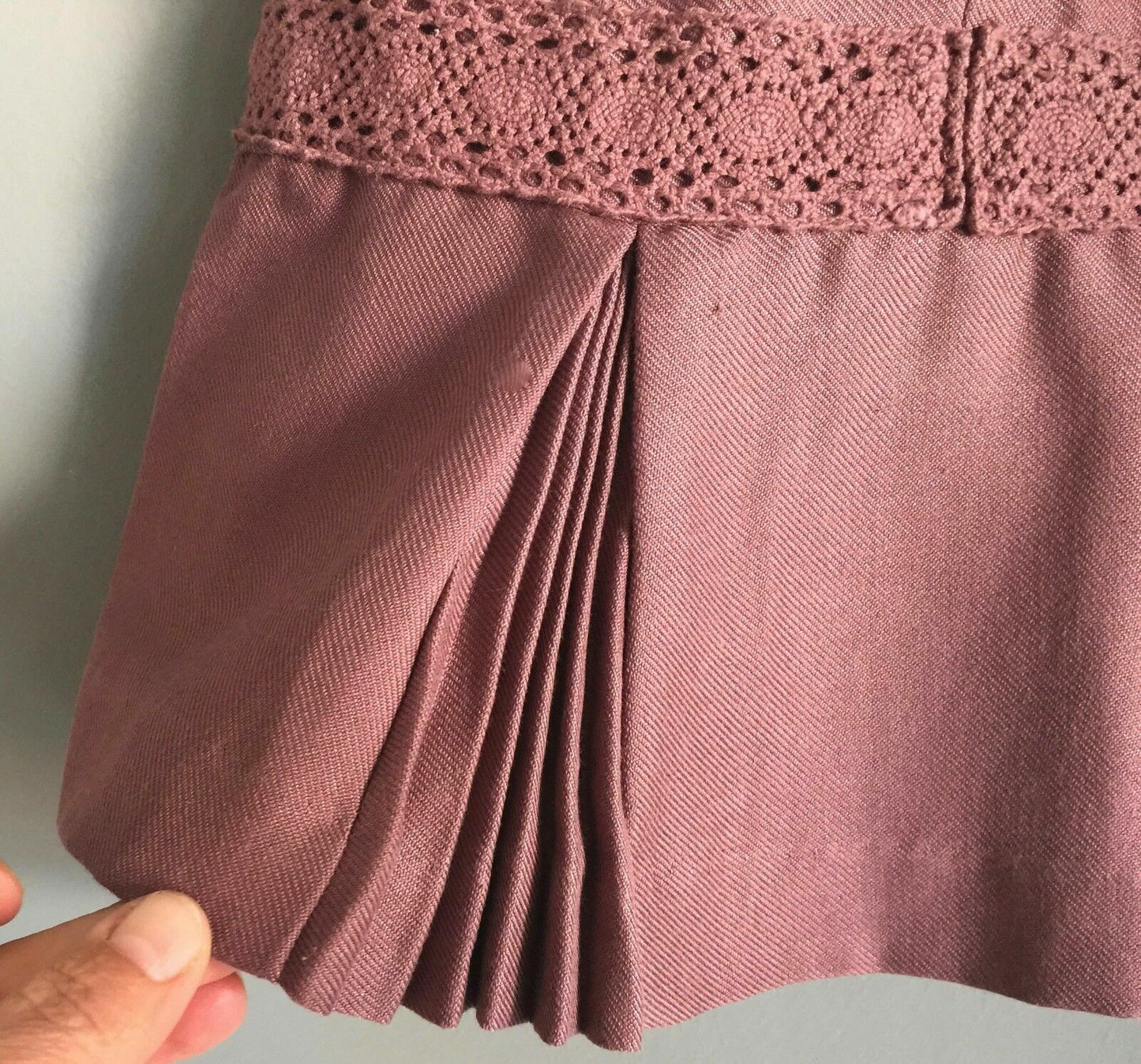 Baby Girl LILI GAUFRETTE Dress Dusty Pink Sleeveless w Pleat Hem Size 1 French
