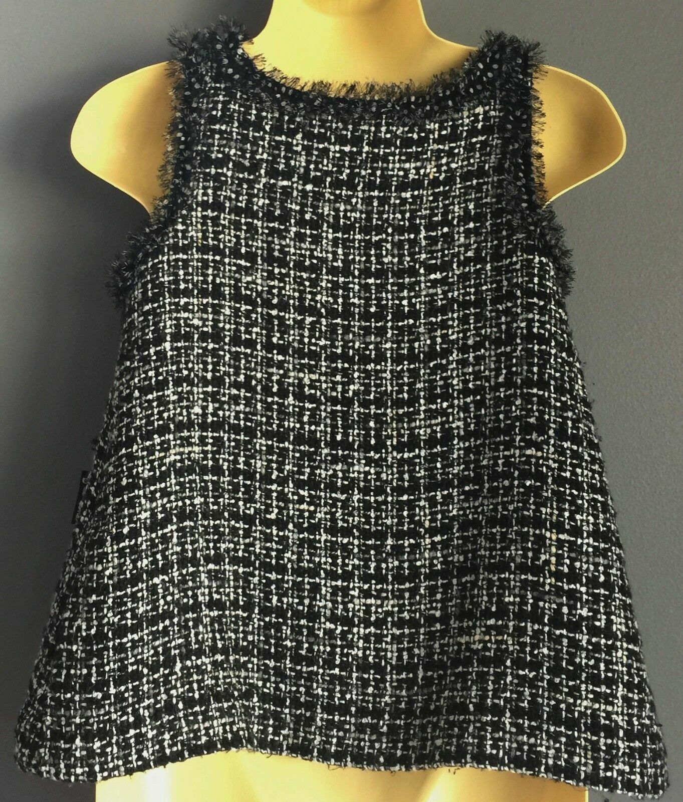 New Baby Girl SISTA Shift Dress Black & White Tweed Sleeveless Size 1 Gorgeous