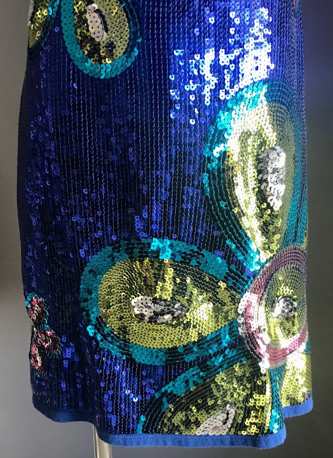 JUSTICE Shift Dress Tween Girl Size 12 Blue Sleeveless Sequin Floral Embellished
