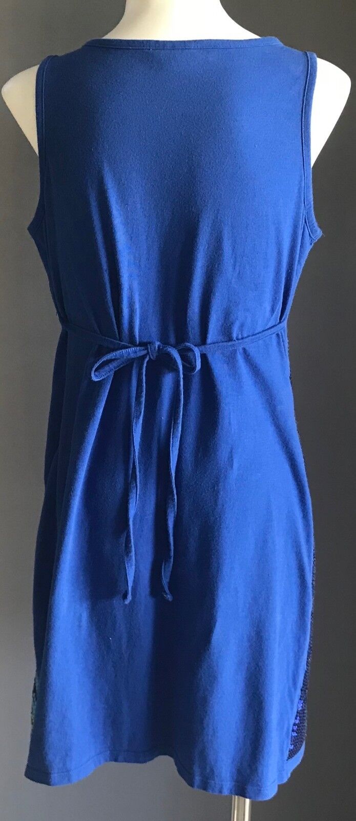 JUSTICE Shift Dress Tween Girl Size 12 Blue Sleeveless Sequin Floral Embellished