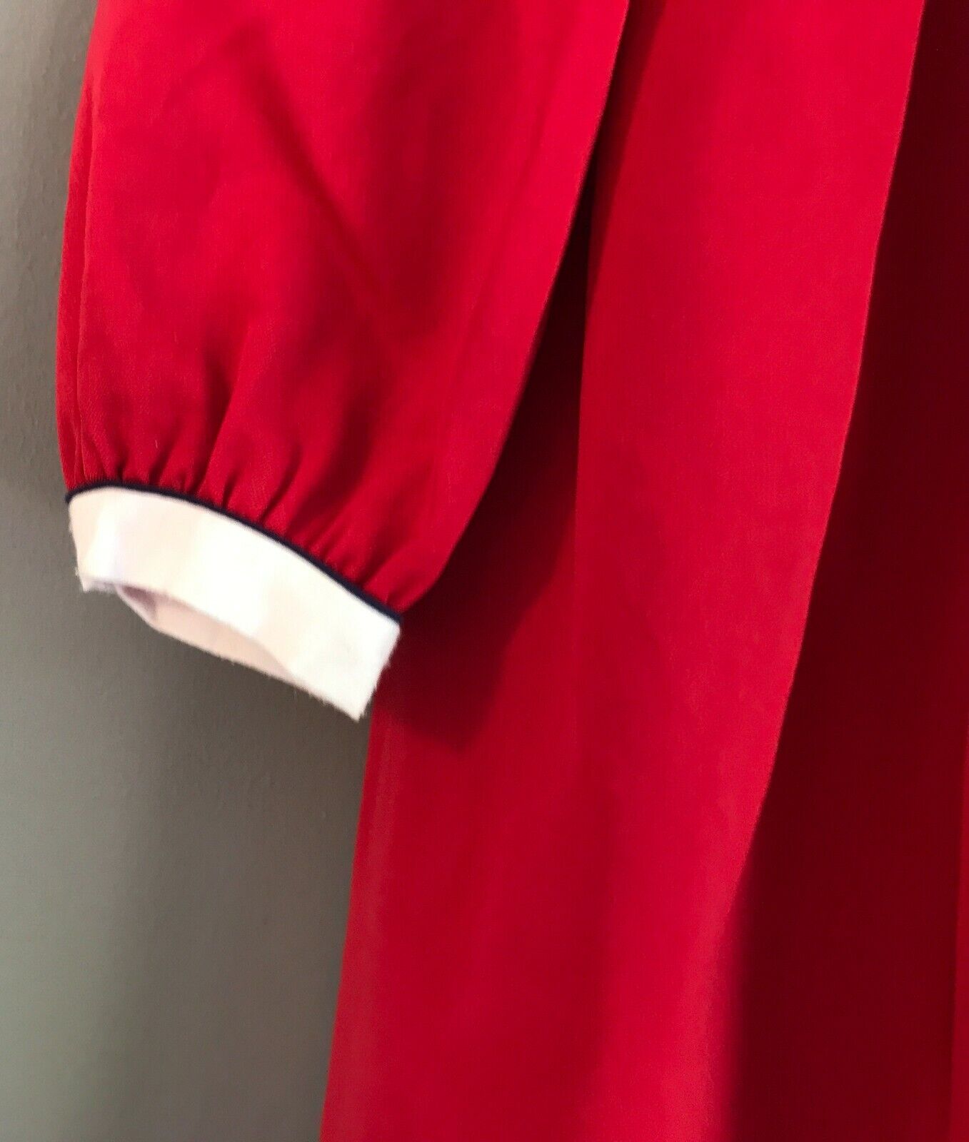 Vintage ST JAMES Smock Dress Red Long Sleeve Pleats Peter Pan Collar Girls Sz 5