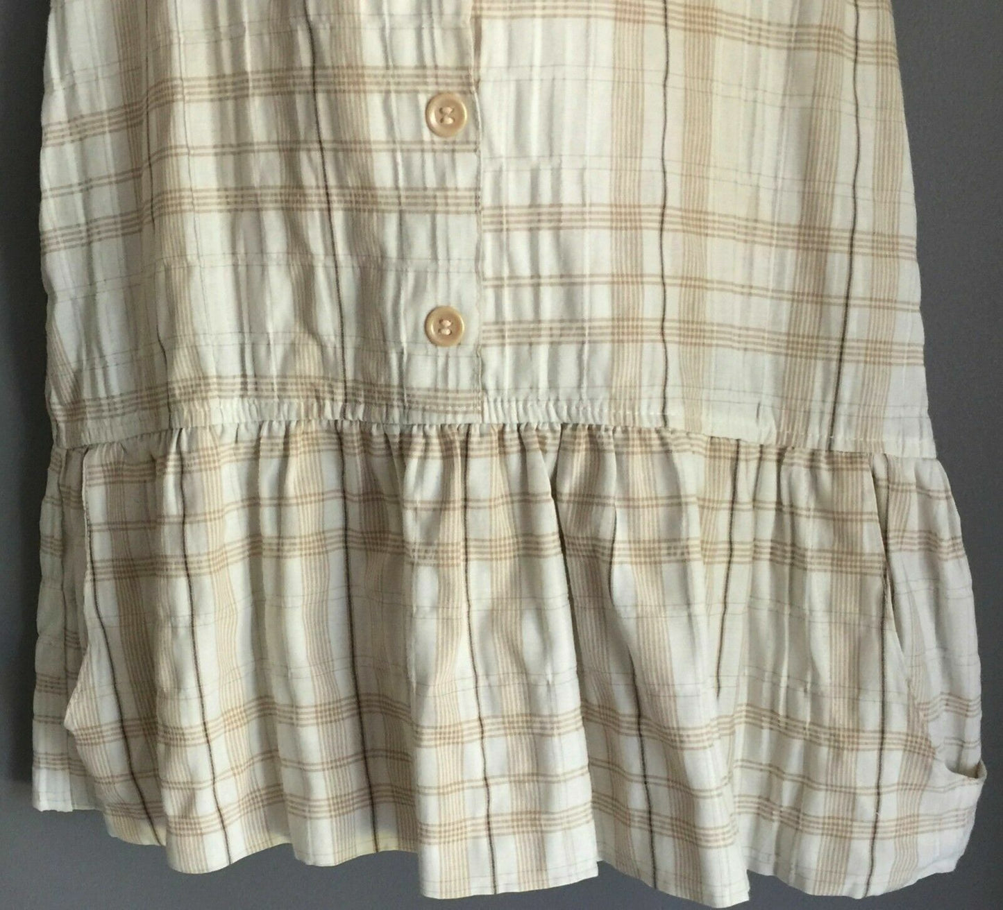 New Girls BURITI Shirt Dress Brown & Ivory Cotton Check Size 6 Gorgeous