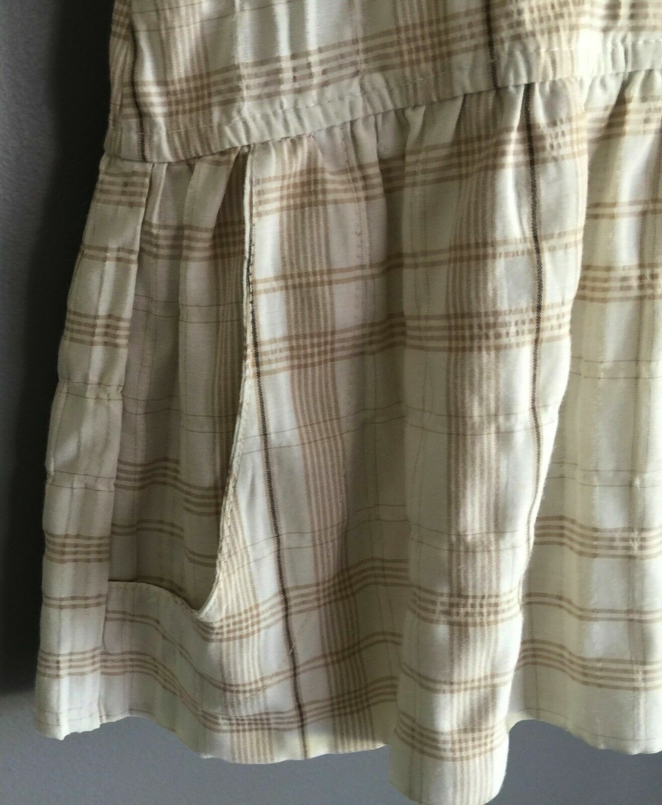 New Girls BURITI Shirt Dress Brown & Ivory Cotton Check Size 6 Gorgeous