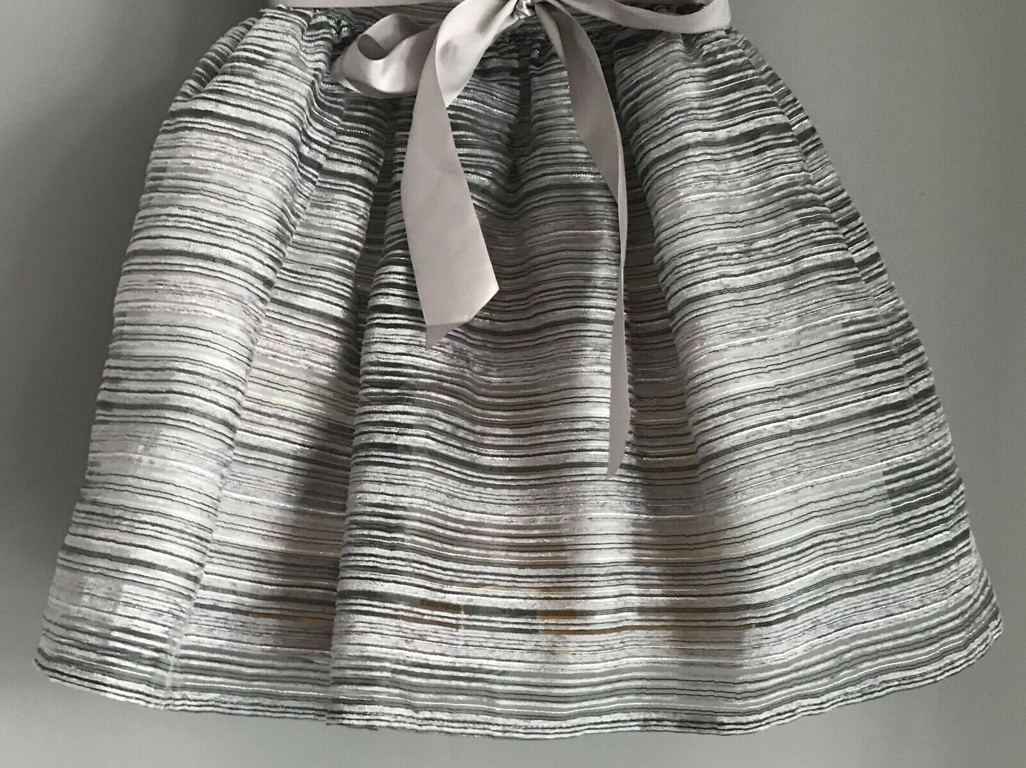 Baby Girl ORIGAMI Flower Girl Dress Grey & Silver Tie Back Party Formal Size 2