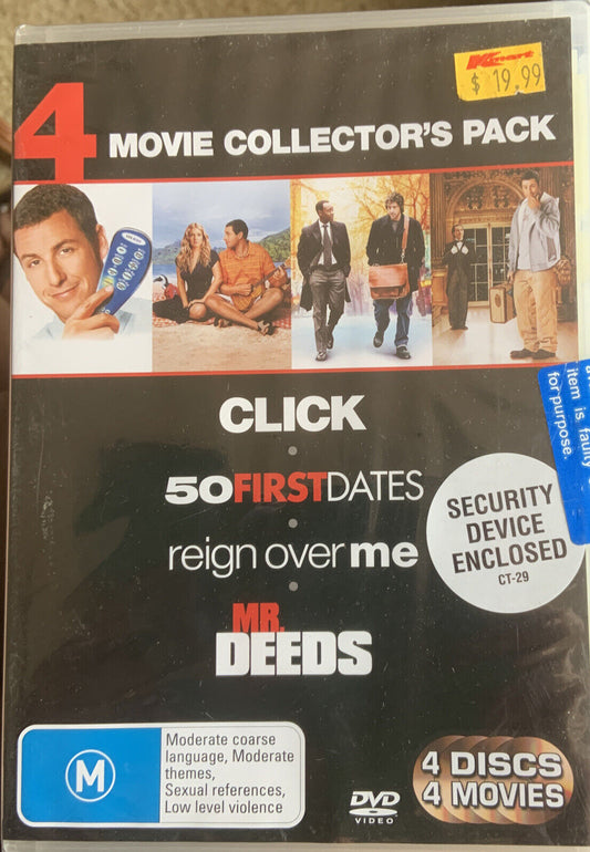 DVD 4 Movie Collector's Pack CLICK 50 FIRST REIGN OVER ME MR DEEDS Sealed NEW