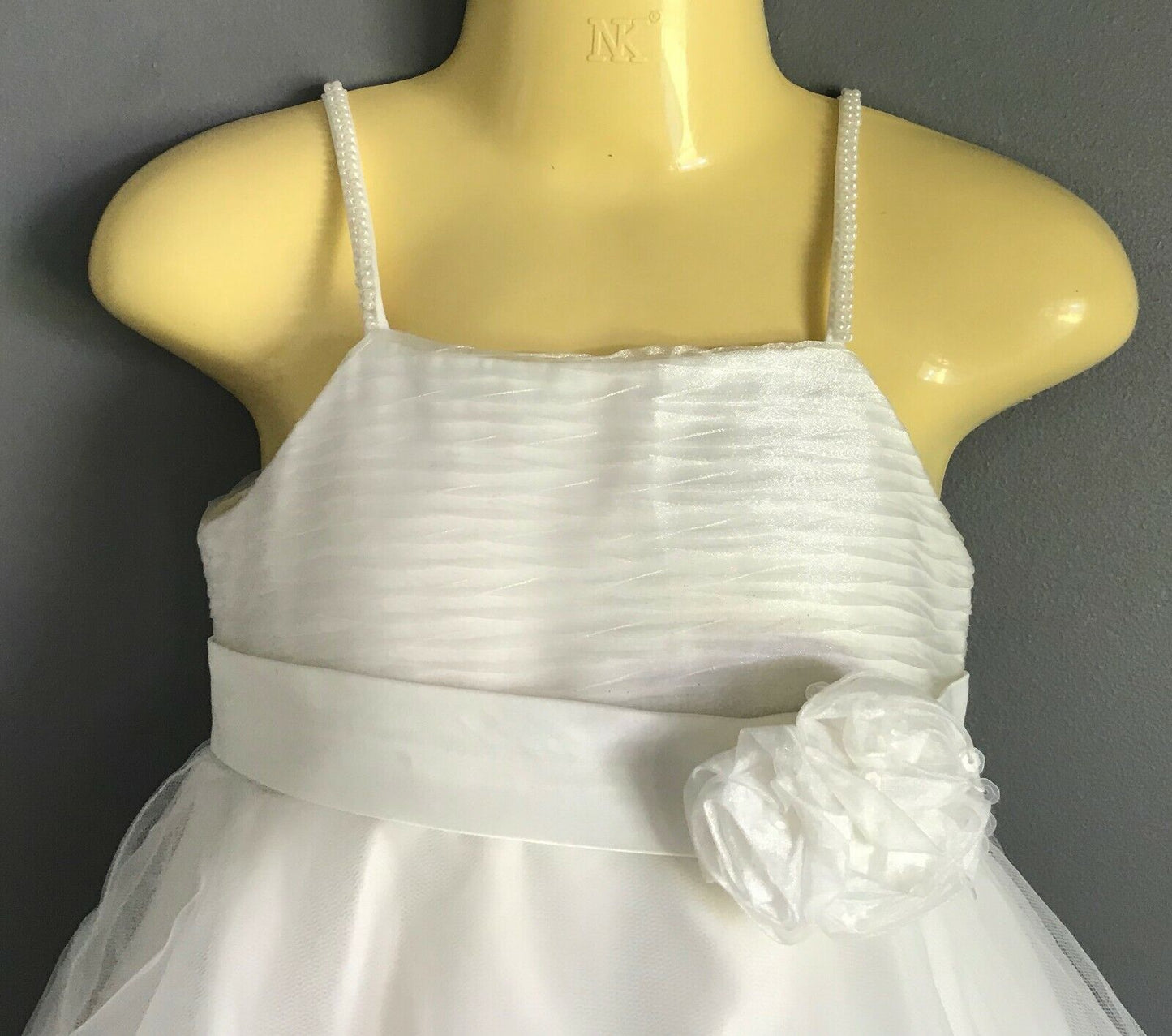 Baby Girl JUST ADORABLE Tulle Skirt TieBack Dress Baby Off White Sleeveless Sz 0