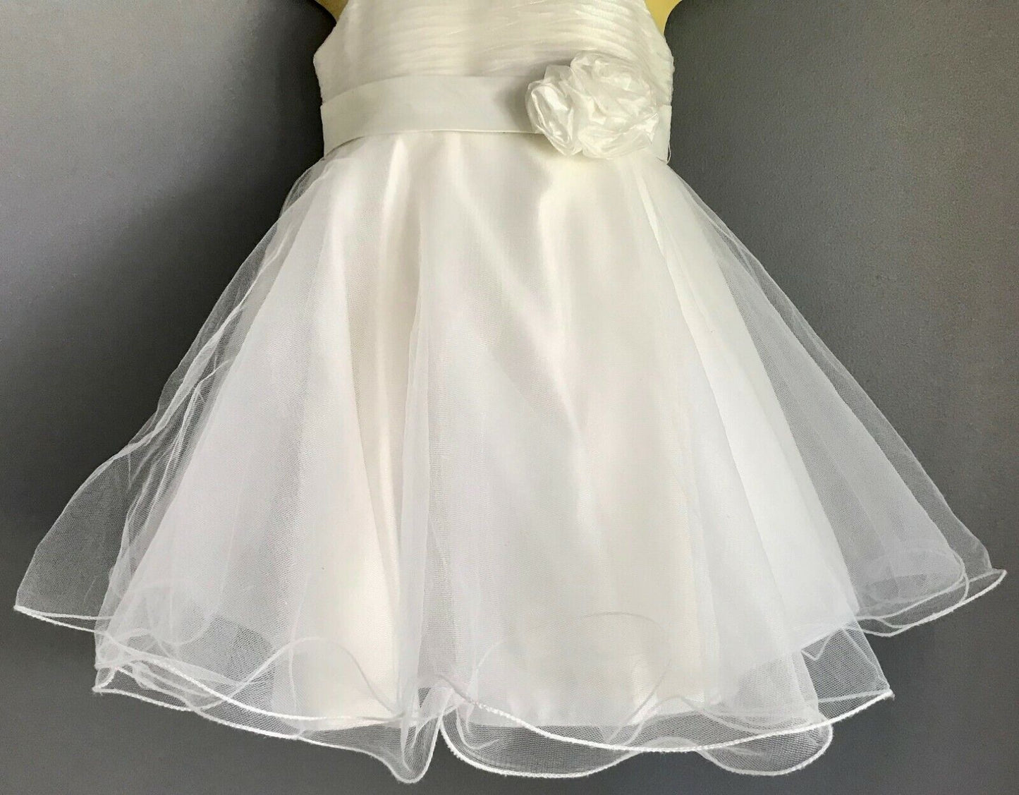 Baby Girl JUST ADORABLE Tulle Skirt TieBack Dress Baby Off White Sleeveless Sz 0