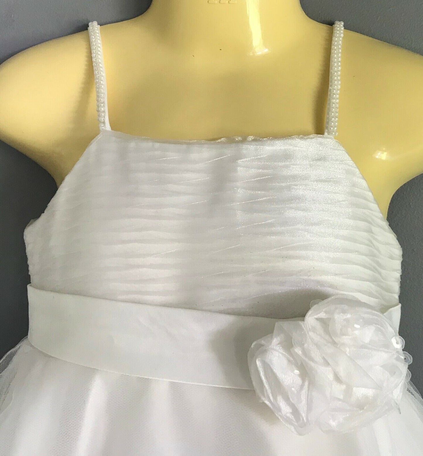 Baby Girl JUST ADORABLE Tulle Skirt TieBack Dress Baby Off White Sleeveless Sz 0