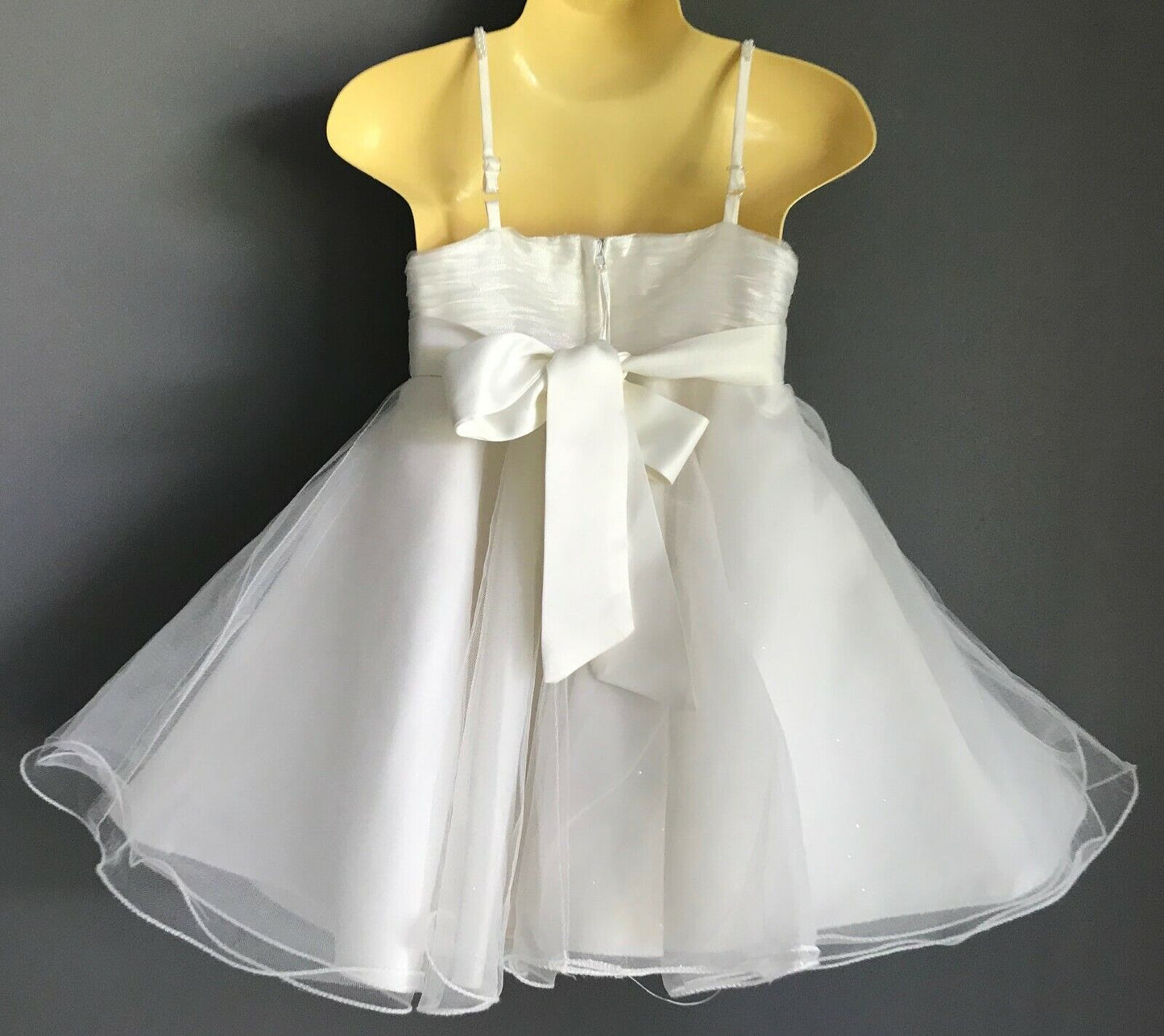 Baby Girl JUST ADORABLE Tulle Skirt TieBack Dress Baby Off White Sleeveless Sz 0